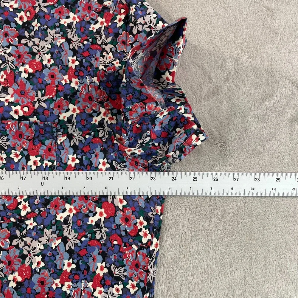 J.CREW Poplin Shirt Men Large Multi Floral Secret Wash Organic Stretch SS‎ NWOT